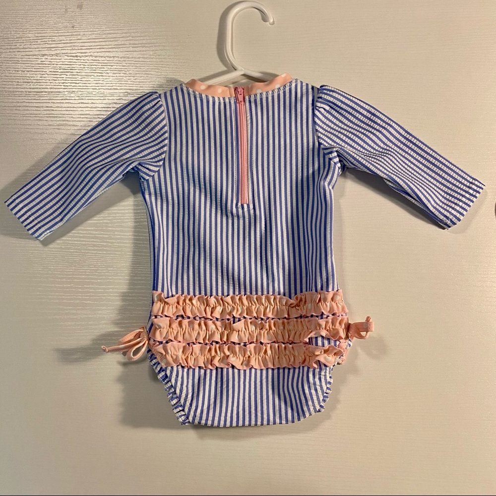 RuffleButts Seersucker Baby Swimsuit 3-6 Months